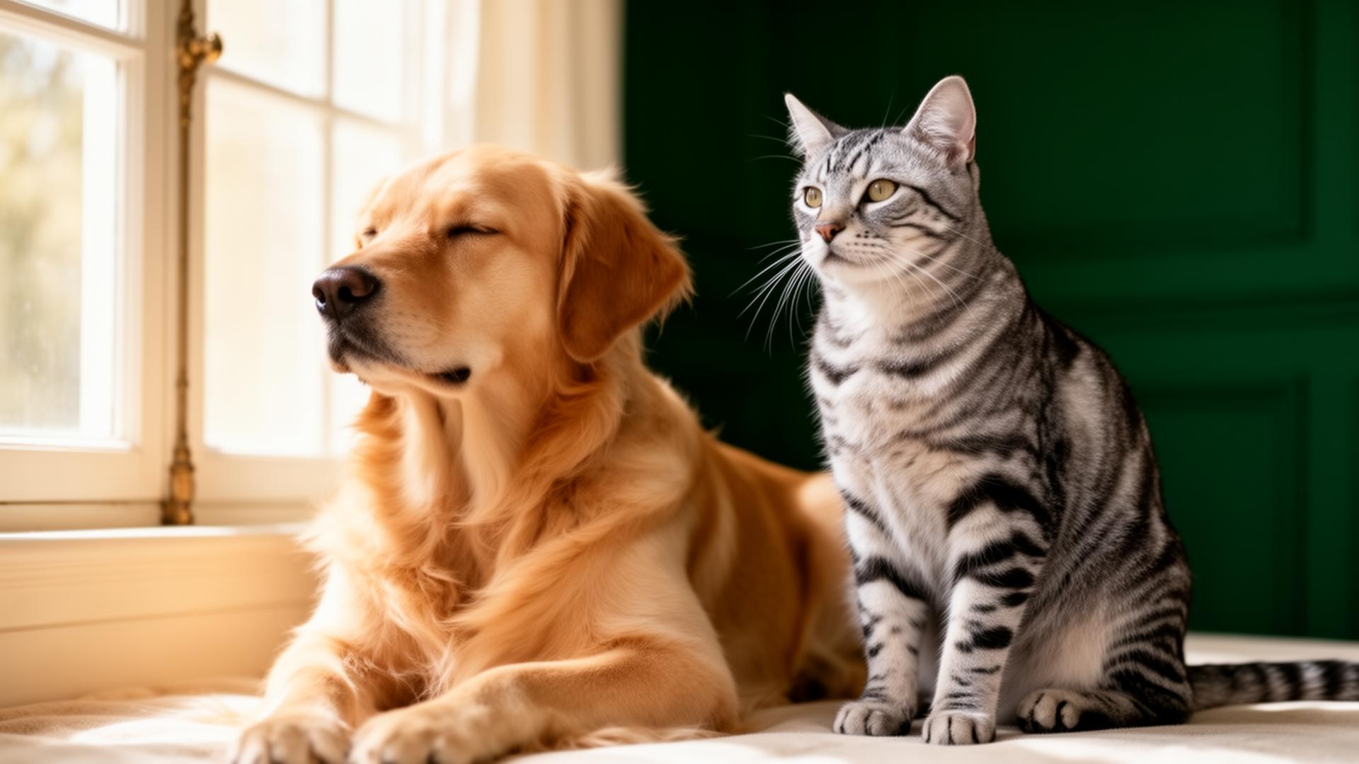 Un chien et un chat dans une lumière douce